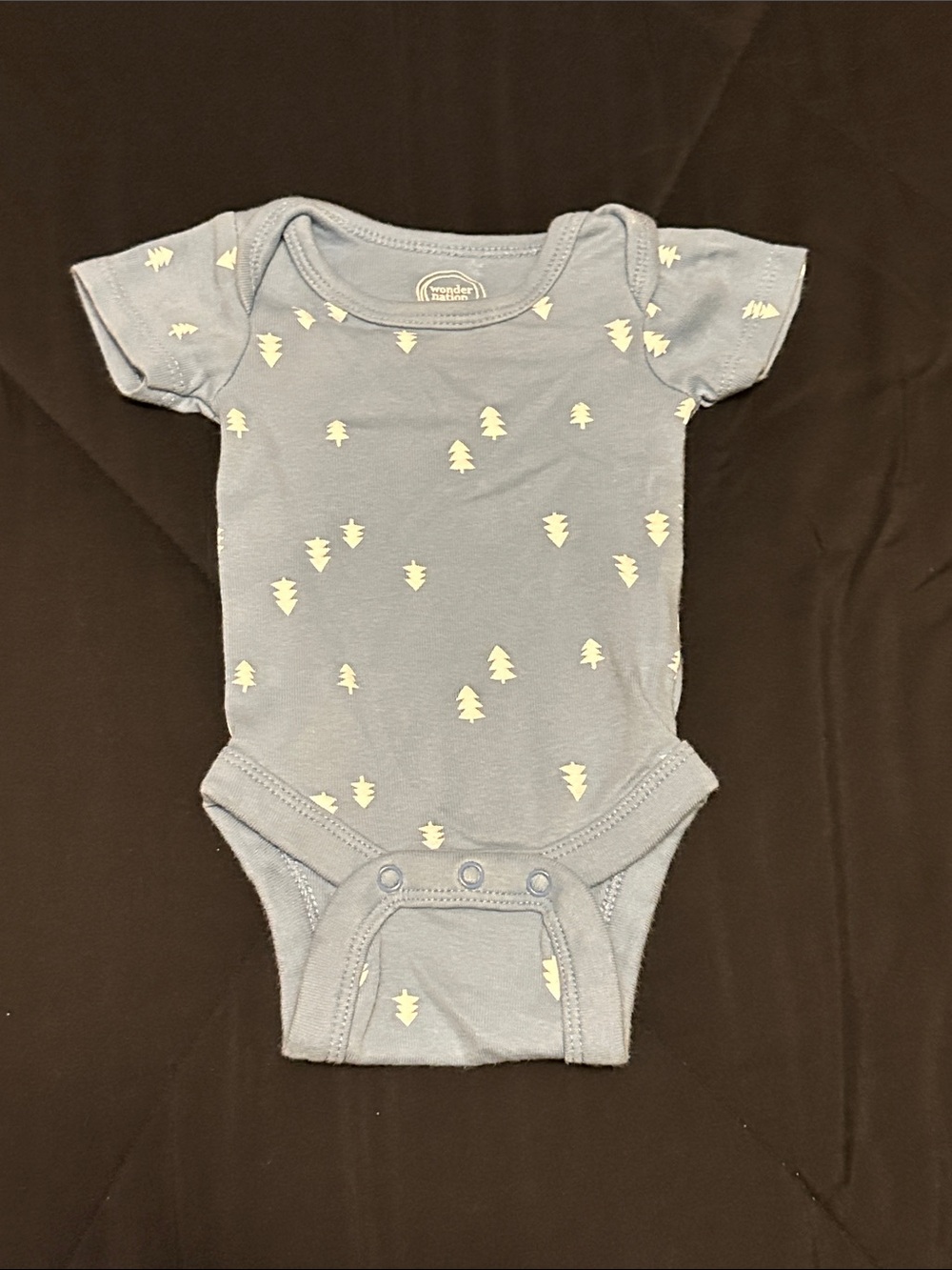 Blue Baby One-Piece Bodysuit with Tree Print